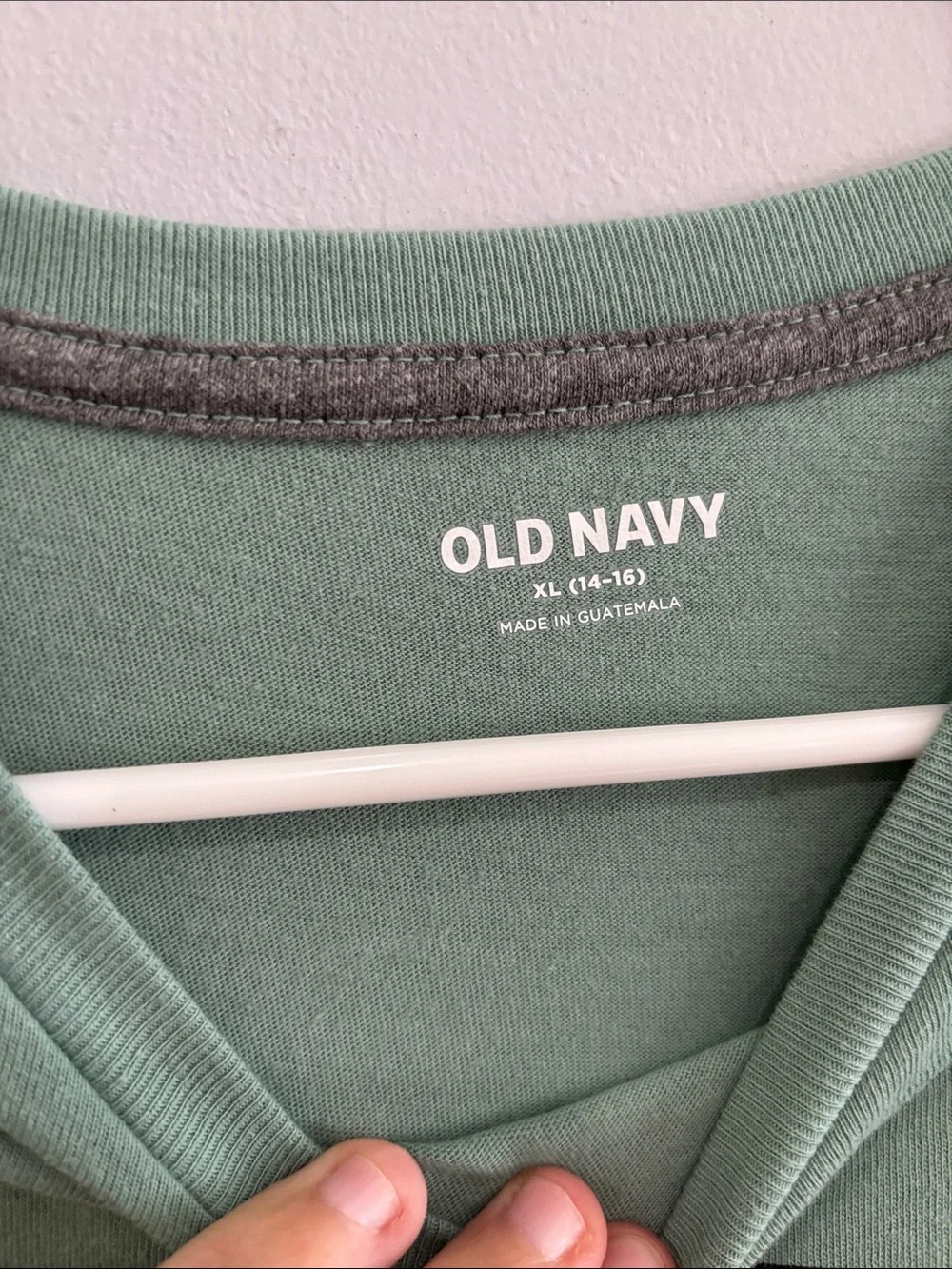 Old Navy Boys Long Sleeve Basketball Graphic Tee in Sage Green and Orange